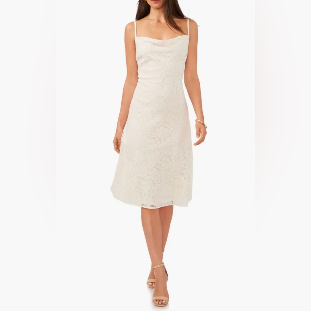 New 1. State Cowl Neck Lace Midi Dress, size small